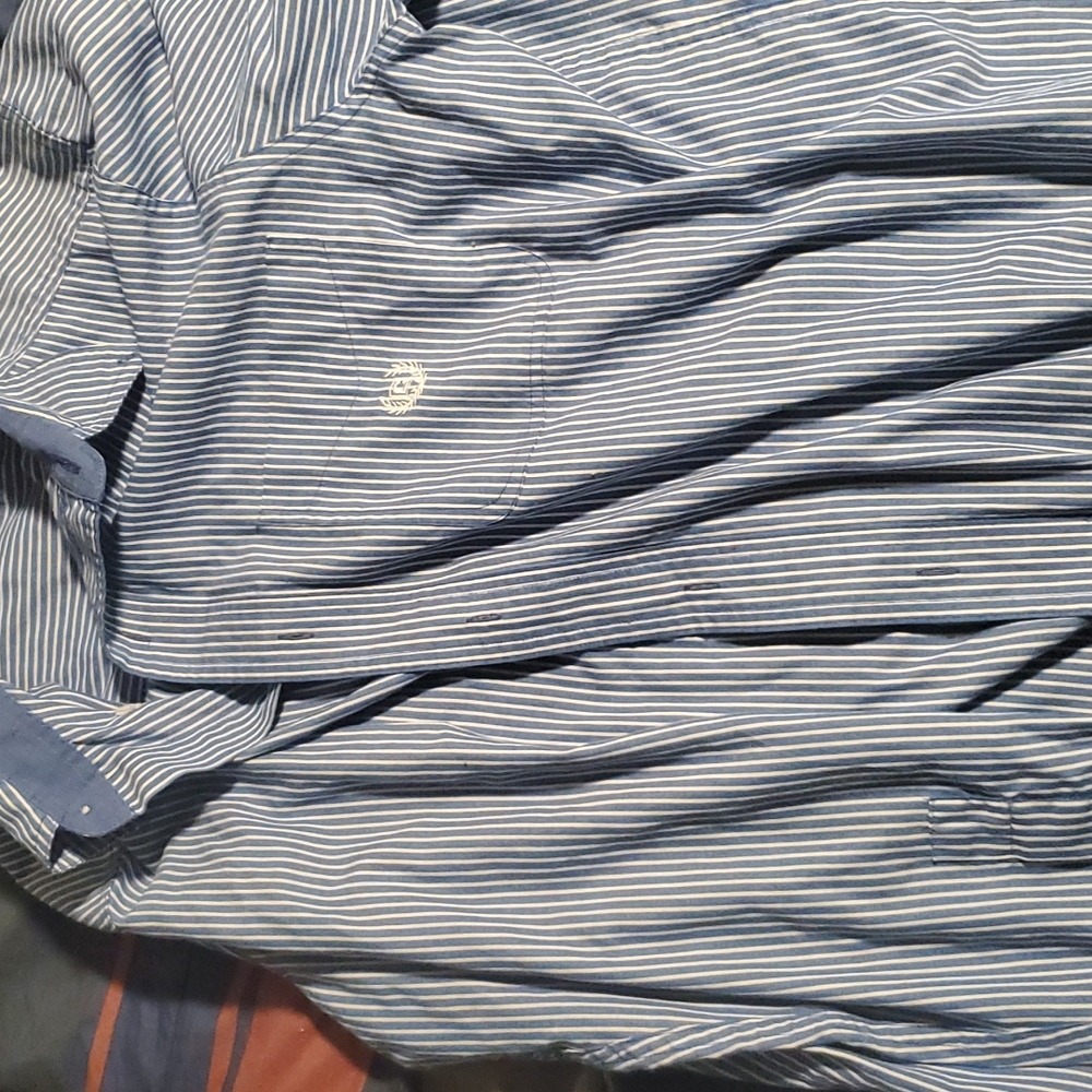 Blue and white vertically Striped shirt